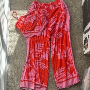 Sienna Sky Red and Pink Floral Jumpsuit